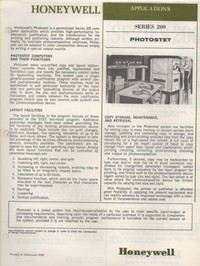 Honeywell Series 200 leaflets and documents