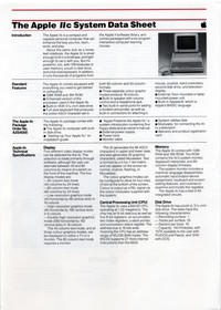 Apple IIc System Data sheet