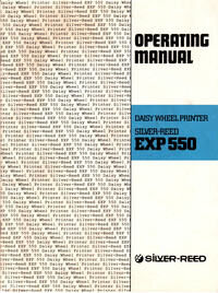 Silver-Reed EXP 550 Operating Manual