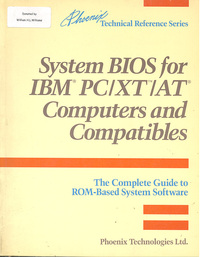System BIOS for IBM PC/XT/AT Computers and Compatibles