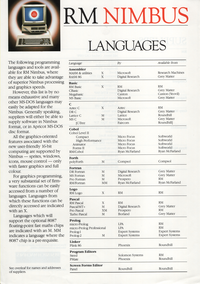 RM Nimbus Programming Languages Leaflet