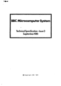 BBC Microcomputer System - Technical Specification - Issue 3, September 1981