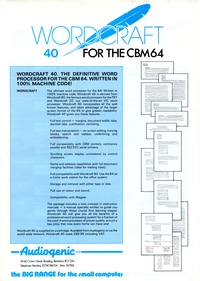 Wordcraft 40 for the CBM64 Information Sheet