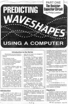 Predicting Waveshapes Using a Computer - Part I - The Resistor-Capacitor Circuit