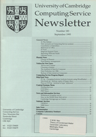University of Cambridge Computing Service September 1995 Newsletter 183