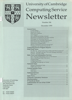 University of Cambridge Computing Service December 1995 Newsletter 184
