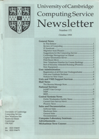 University of Cambridge Computing Service October 1993 Newsletter 172