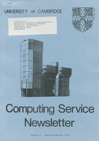 University of Cambridge Computing Service January/February 1981 Newsletter 82