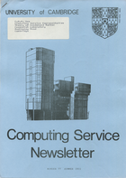 University of Cambridge Computing Service Summer 1980 Newsletter 77