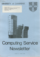 University of Cambridge Computing Service April 1980 Newsletter 74