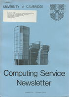 University of Cambridge Computing Service October 1979 Newsletter 69