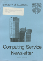 University of Cambridge Computing Service October 1978 Newsletter 60
