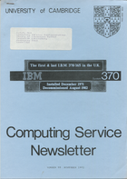 University of Cambridge Computing Service November 1982 Newsletter 99