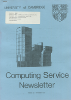 University of Cambridge Computing Service November 1977 Newsletter 52