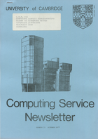 University of Cambridge Computing Service October 1977 Newsletter 51