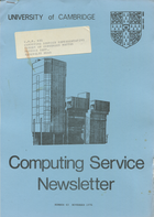 University of Cambridge Computing Service November 1976 Newsletter 43