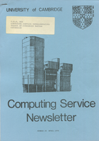 University of Cambridge Computing Service April 1976 Newsletter 38