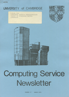 University of Cambridge Computing Service March 1976 Newsletter 37