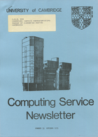 University of Cambridge Computing Service October 1975 Newsletter 33