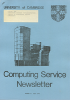 University of Cambridge Computing Service July 1975 Newsletter 31