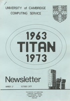 University of Cambridge Computing Service October 1973 Newsletter 17