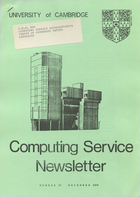 University of Cambridge Computing Service December 1974 Newsletter 25