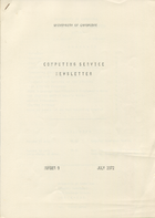 University of Cambridge Computing Service July 1972 Newsletter 9