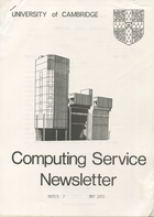 University of Cambridge Computing Service May 1972 Newsletter 7