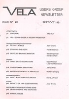 Vela User's Group Newsletter  - Issue 23 September/October 1991