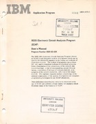 1620 Electronic Circuit Analysis Program (ECAP) User's Manual