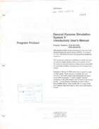 General Purpose Simulation System V Introductory User's Manual