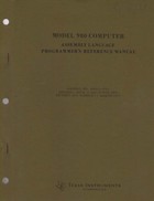 TI Model 980 Assembly Language programmers Reference Manual