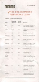 VT125 Programming Reference Card