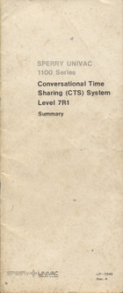 Sperry Univac 1100 Series Conversational Time Sharing System Level 7RI