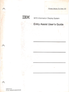 IBM - 3270 Information Display System - Entry Assist User's Guide