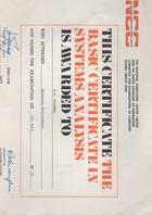 NCC Basic Certificate in Systems Analysis and Further Documents, c. 1975