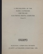 A Specification of the Mark 3 Autocode for the 803 Electronic Digital Computer (Issue 3)