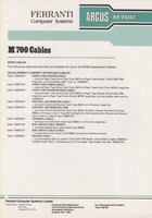 Ferranti Argus M700 Cables Information Sheet