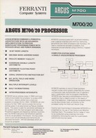 Ferranti Argus M700/20 Processor Data Sheet