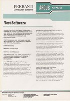 Ferranti Argus M700 Test Software Information Sheet