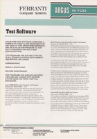 Ferranti Argus M700 Test Software Information Sheet
