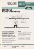 Ferranti Argus M700 4517A ASWE Serial Highway Interface Card Information Sheet