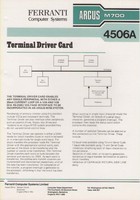 Ferranti Argus M700 4506A Terminal Driver Card Information Sheet