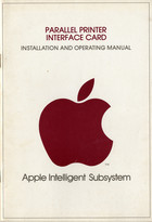 Apple Parallel Printer Interface Card Installation and Operating Manual