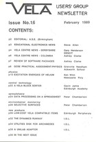 Vela User's Group Newsletter  - Issue 16 February 1989
